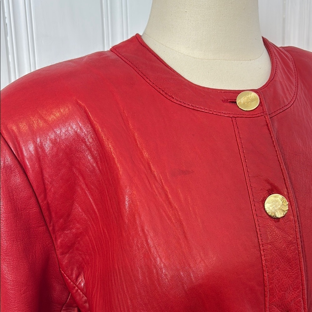 ๐ฅ Stunning Vintage Red Leather Coat by Bagatelle (Margaret Godfrey) ๐ฅ - Picture 10 of 10